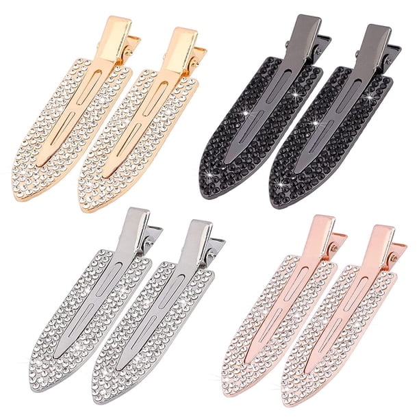 4pcs Rhinestone No Bend Hair Clips- Metal Shiny Styling  display picture 3