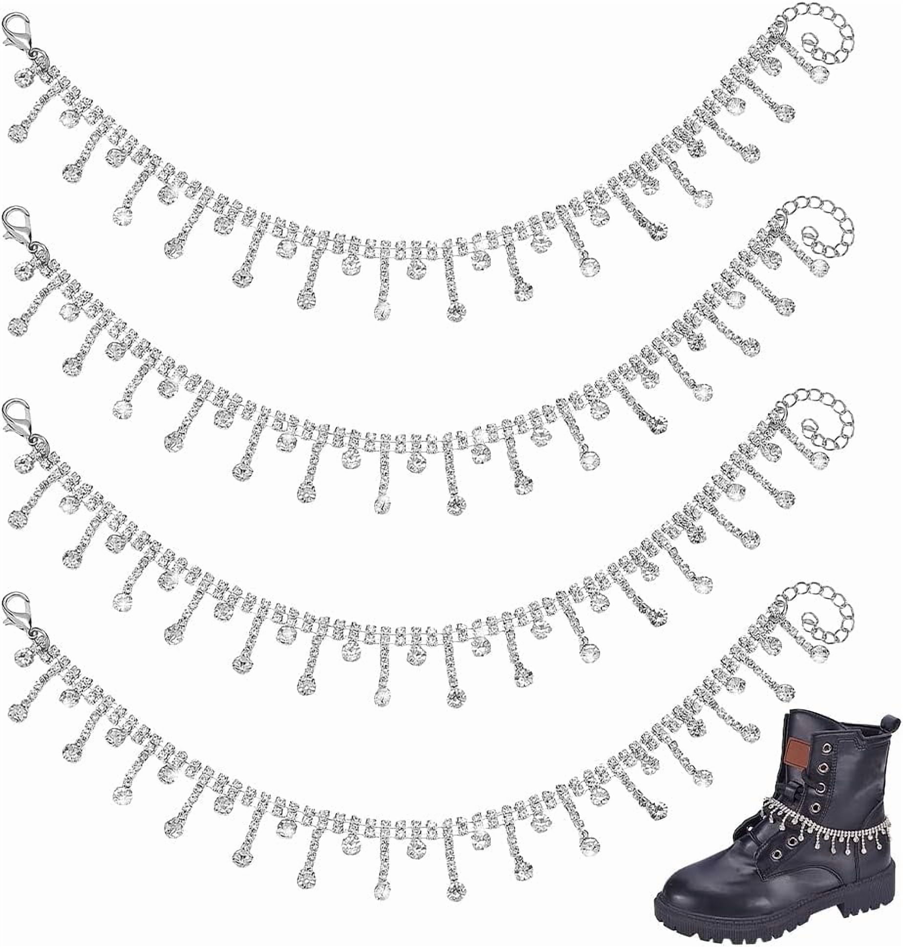 Shoe String Chain 4pcs Rhinestone Shoe Chains Jewelry Shoe Charms Chains Glitter Boot ...