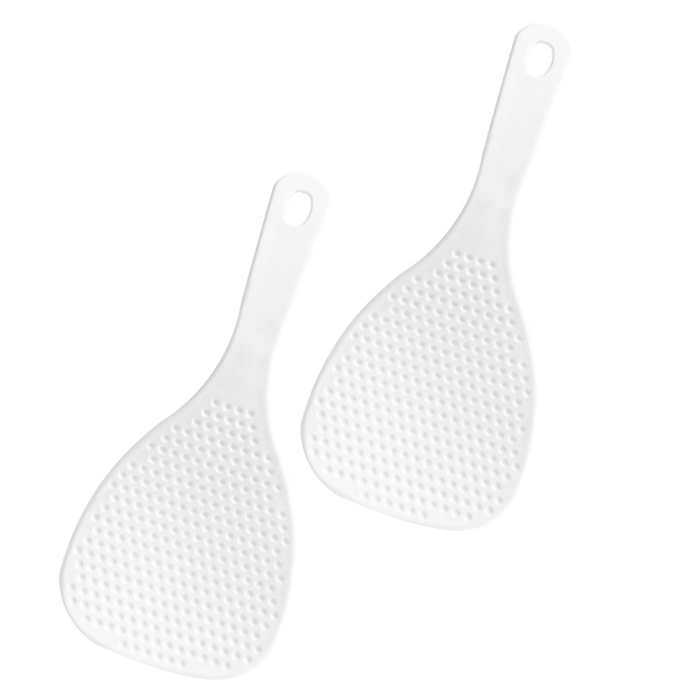 PDETVEO 2-Pack Silicone Rice Paddle Spoons (8.8 Inch) - Non-Stick, Heat Resistant, Light Green