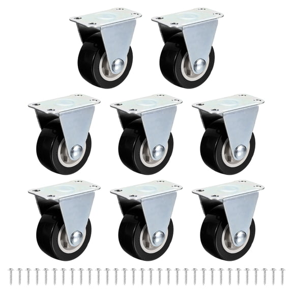4pcs Rigid Caster Wheels (2.5 Inch) - Non-Swivel Top Plates Castors for Furniture Drawers Storage Bins DIY Project, Red