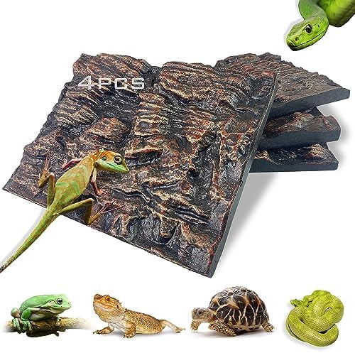4pcs Rock Terrarium Background,3D Reptile Tank Background Board,Amphibian Stereo Backdrop Wall,Lizard Snake Gecko Spider Chameleon Turtle Fish pet silo Background Decorative Panel