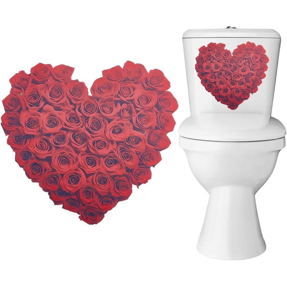 4pcs Rose PVC Self Adhesive Decorative Stickers Waterproof Decals for Home Wall Decoration Dark Red 305x280x0.3mm Red