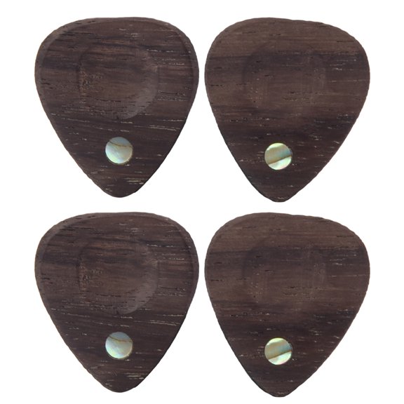 4pcs Rosewood Guitar Picks Abalone Shell Inlaid Ukulele Plectrum String Instrument Accessory