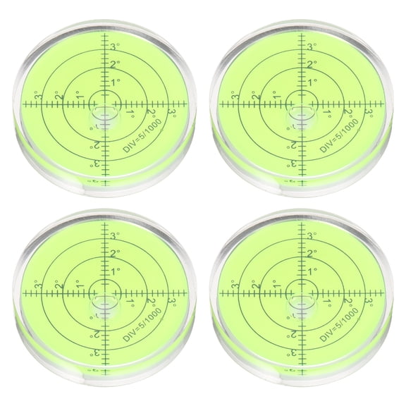 4pcs Round Bubble Level 60x12mm Mini Circular Bullseye Spirit Levels, Green