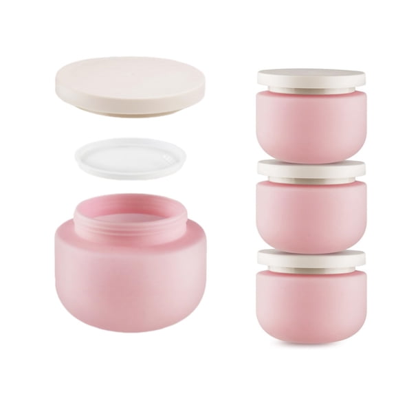 4pcs Round Cosmetic Container,250ml/8oz Reusable Round Plastic Storage Pot for Indoor,Wide Mouth Cosmetic Storage Bottles,Pink
