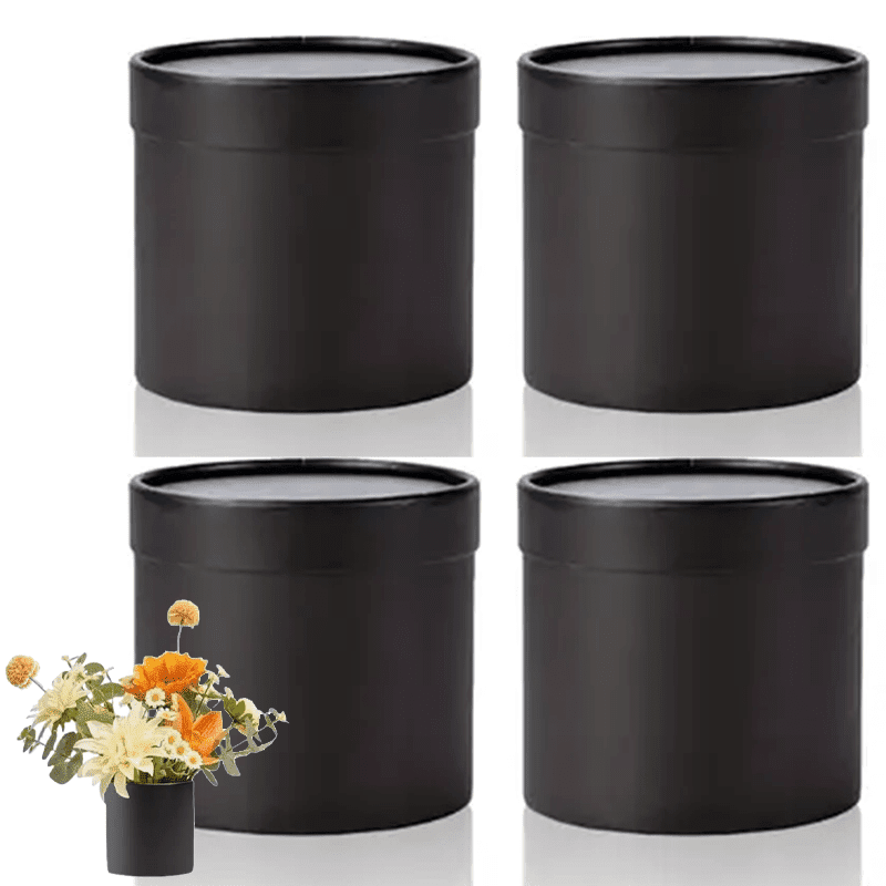 4pcs Round Flower Box Gift Bucket with Lids, Elegant Mini Flower Boxes ...