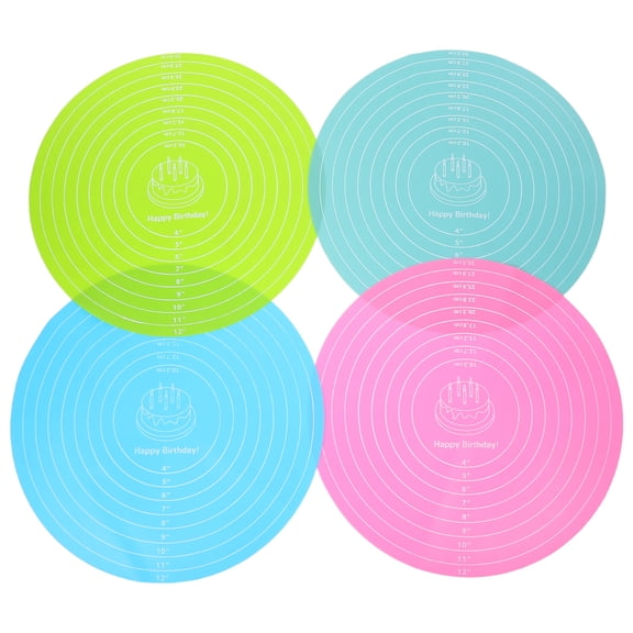 DEEPCRAFF 4-Piece Round Silicone Pastry Mat Set Non-Stick Reusable Baking Mats for Dough Rolling and Pastry Preparation