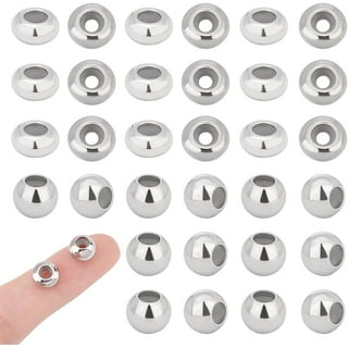 50pcs Rondelle Stopper Beads with Rubber Inside Metal Loose Beads 2mm Hole  Stainless Steel Bead Spacers for Jewelry Making Findings DIY Stainless  Steel Color 