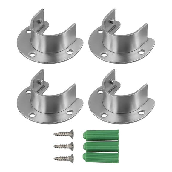 4pcs Round Tube Bracket Rod Flange Kit 32mm Wardrobe Closet Rod Bracket