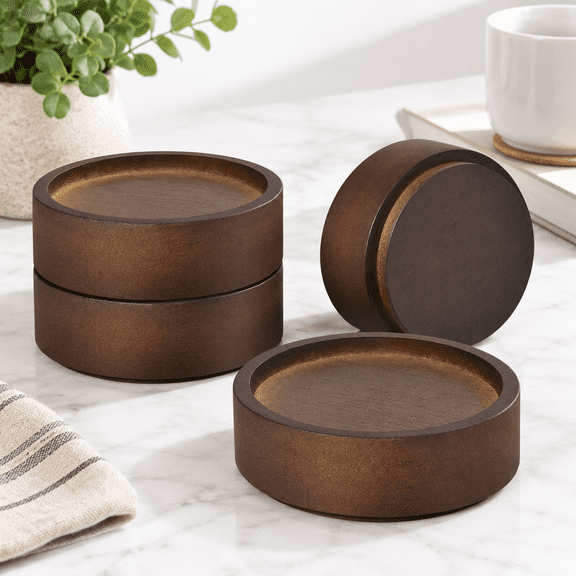 4pcs Round Wood Heavy Duty Stackable Furniture Risers for Couch Sofa End Table