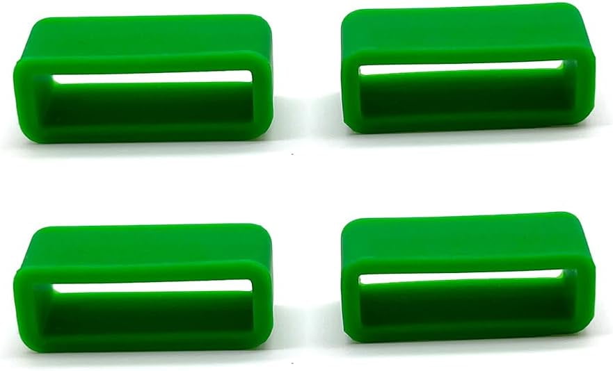 4pcs Rubber Leather Watch Band Strap Loops Green Silicone Replacement