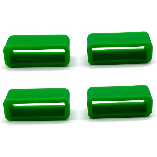 4pcs Rubber Leather Watch Band Strap Loops Green Silicone Replacement