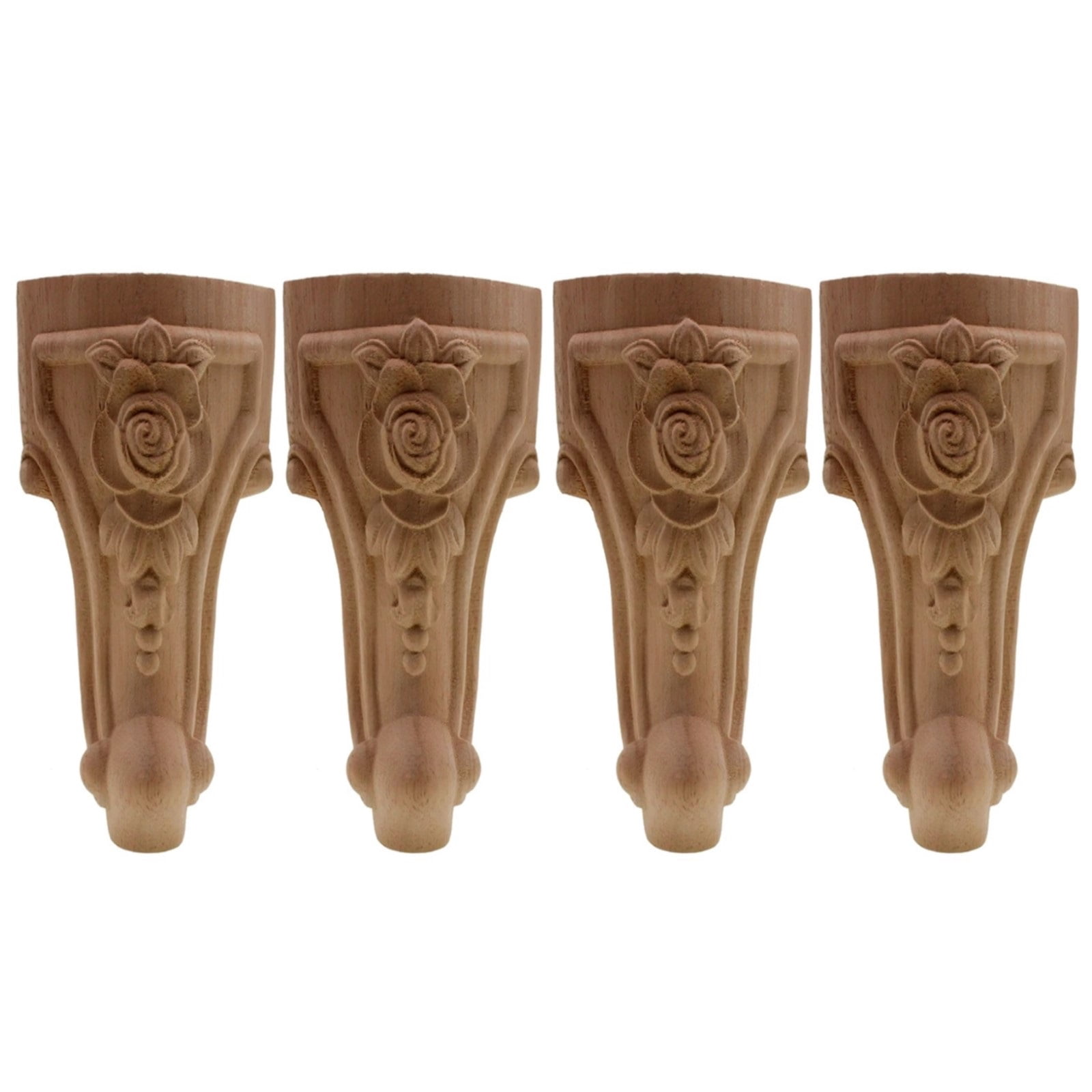 Wood Carving Applique | Unpainted Rubber Wood Decal for Wall/Cabinet/Door | Handmade Floral Onlay Decor for Home Furniture