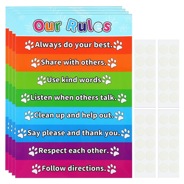4pcs Rules Chart, 11x16inch House Rules Chart Out Rules Poster