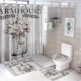thumbnail image 1 of 4pcs Rustic Flower Shower Curtain Set Bathroom Sets with Rugs and Accessories Non-Slip Rugs,Toilet Lid Cover and Bath Mat, 1 of 7