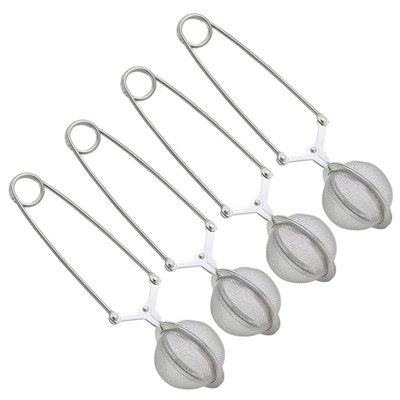 4pcs Rustproof Teas Filter Ball Stainless Steels Easy to Open Close Clip Kitchen Teas Net Infuser Strainer with Handle