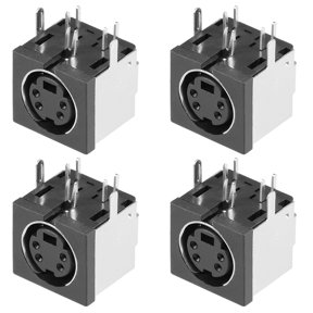 4pcs S-video PCB Mount 4 Pin  Din Socket Audio Video Connector Black