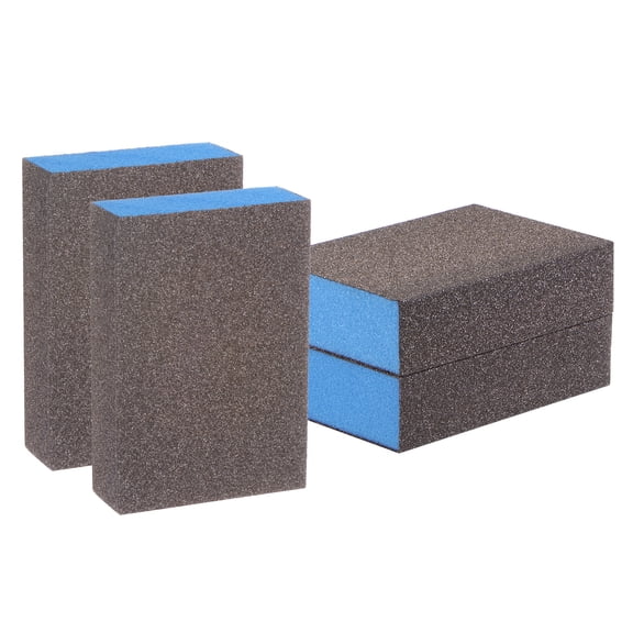 4pcs Sanding Sponge Blocks 180-220 Grits Sanding Block, 100x70x25mm, Brown&Blue