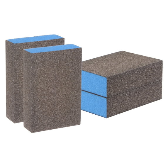4pcs Sanding Sponge Blocks 240-320 Grits Sanding Block, 100x70x25mm, Brown&Blue