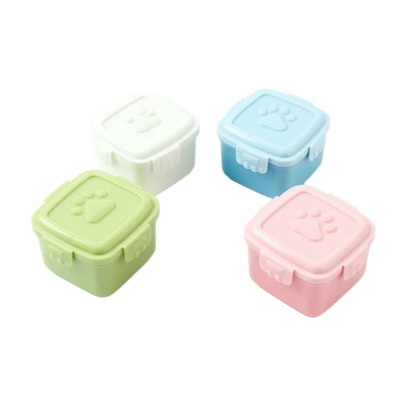 4pcs Sauce Box Food Storage Container Small Plastic Moisture-proof Containers Mini Kitchen Storage Box with Leakproof Lid Kitchen Accessories