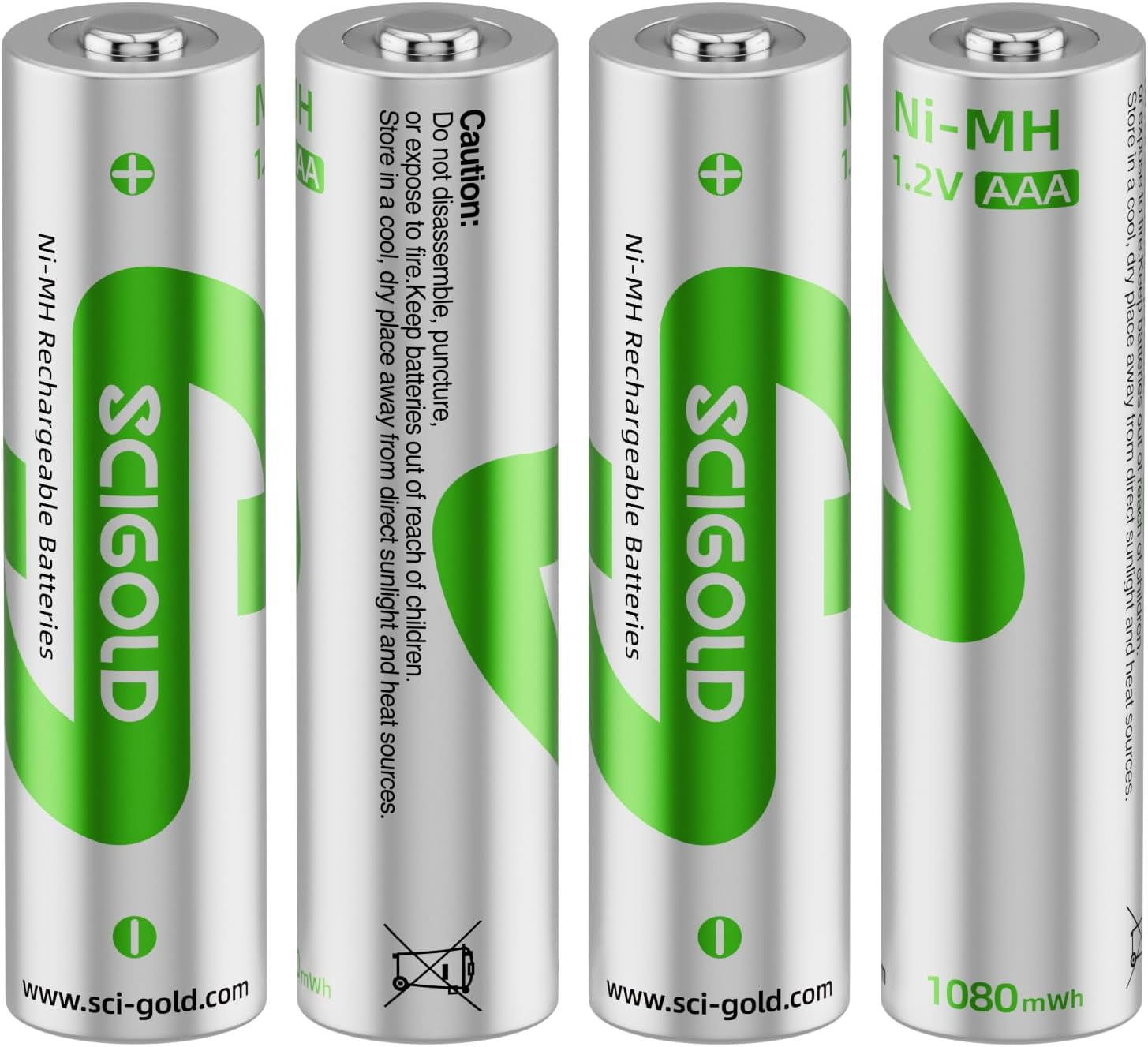 4pcs Scigold 1.6V 800mah Ni-MH AAA Rechargeable Batteries 1080mWh Upgraded