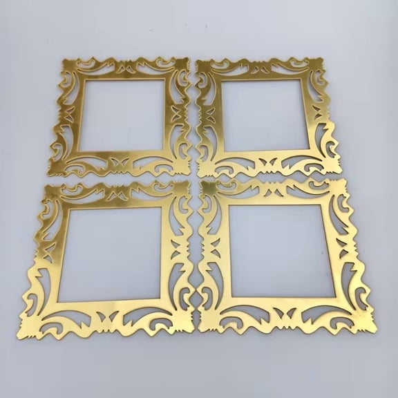 4pcs Self-Adhesive 3D Mirror Flower Pattern Acrylic Light Switch Covers - Elegant Home Decor Stickers