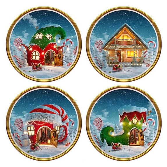 4pcs Self Adhesive Merry Christmas Festive Home Decor 3D Wall Decals