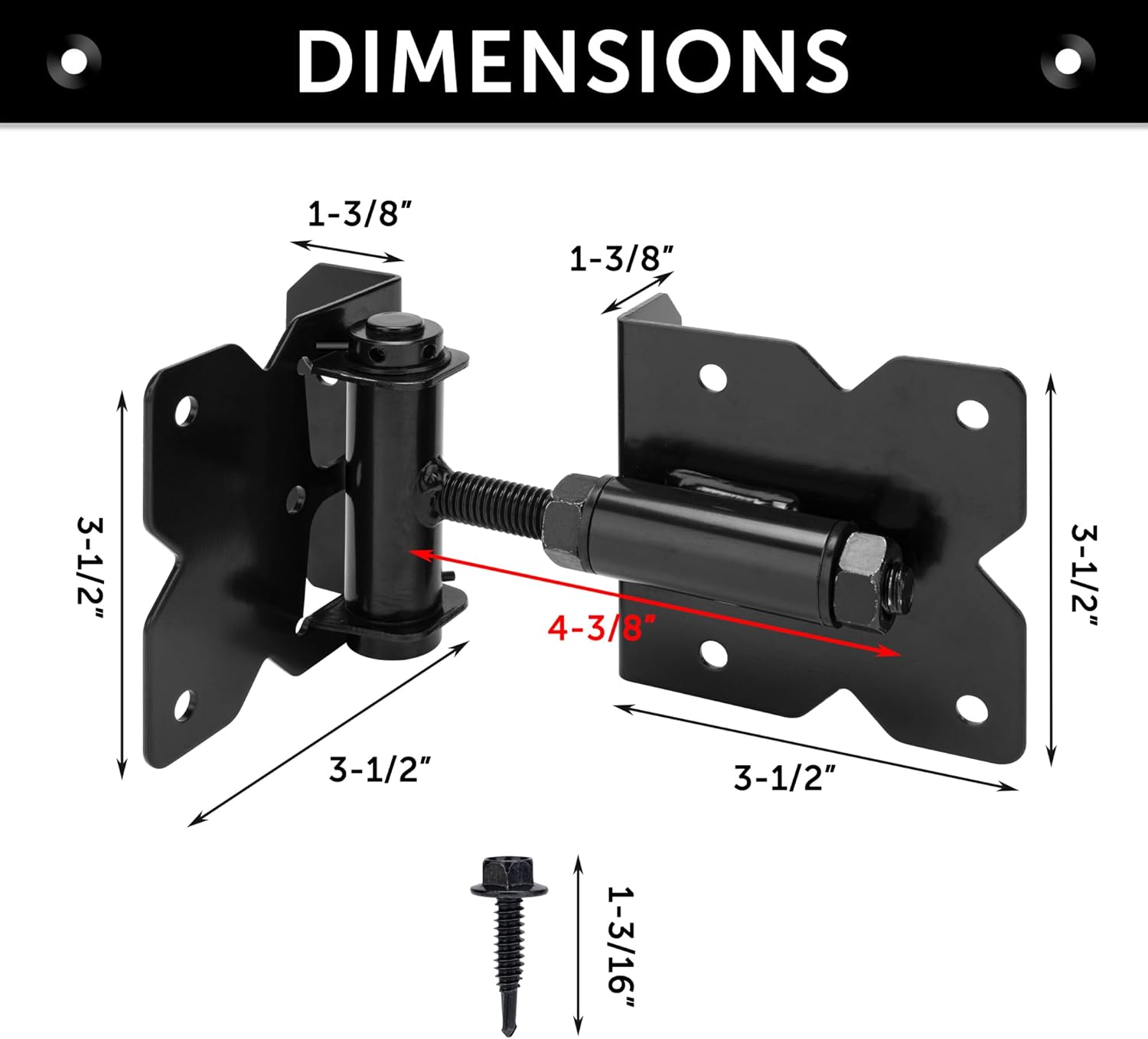 Gate Rack Adjuster 4pcs Self Closing Gate Hinges Heavy Duty Hardware for Wooden Fence ...