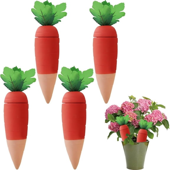 4PCS Terracotta Watering Spikes - Automatic Self-Watering Stakes, Vacation Plant Waterer for Wine Bottle, Perfect for Indoor & Outdoor Plants