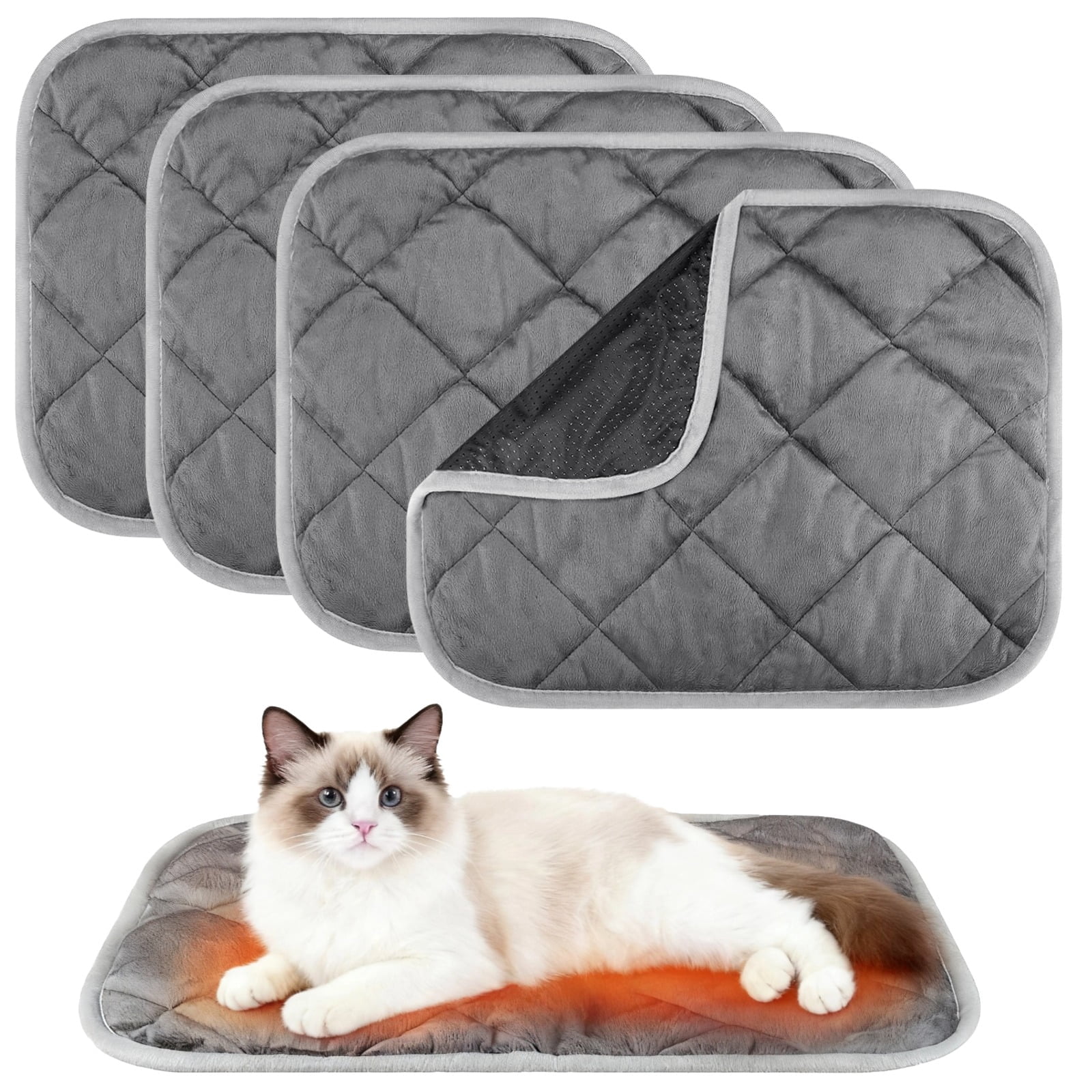 4 Pcs Self Heating Cat Pads, 19.3 x 15.7 Inch Thermal Pet Bed Mats ...