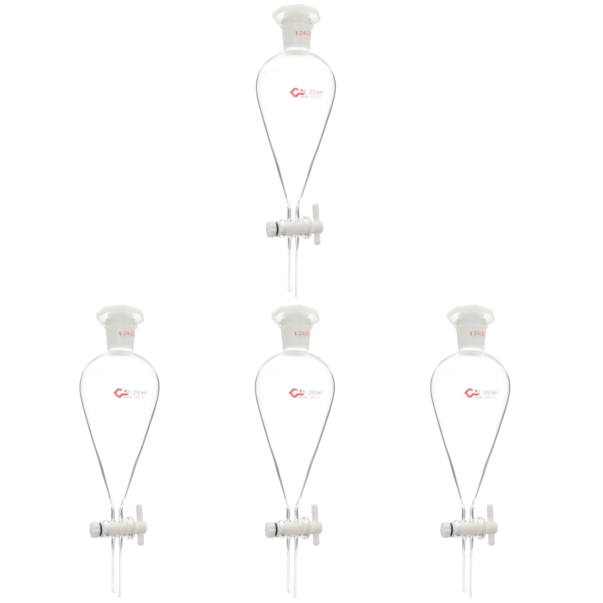 4pcs Separatory Funnel 250ml Borosilicate Glass Separating Funnel with