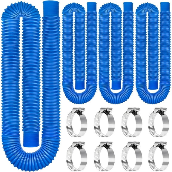 4pcs/Set 1.25-Inch Pool Hose, Replacement Pool Hoses for Above Ground Pools, 1 1/4 Diameter Hose, 59" Long Filter Pump Hose, 4 Pack Pool Pump Hose with 8 Metal Clamps