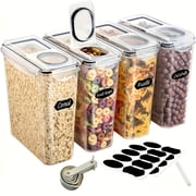 4pcs Set 4 L/ 135 Oz Extra-Large Capacity Airtight Food Storage Containers Ideal for Bulk Food Storage Bpa-Free Plastic Containers Pantry Storage Jars Perfect for Grains, Nuts, And Rice Kitchen Org