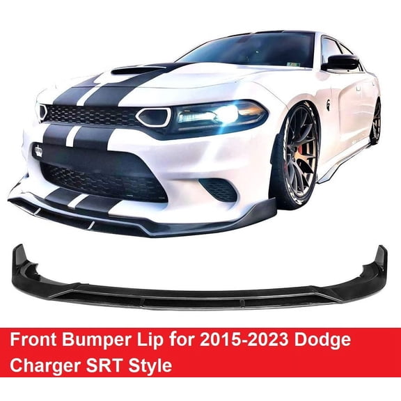 4pcs Set Front Bumper Lip for 2015-2023 Dodge Charger SRT Style Bumper, Front Spoiler Diffuser Front Splitter Lip Body Kit Spoiler, Gloss Black