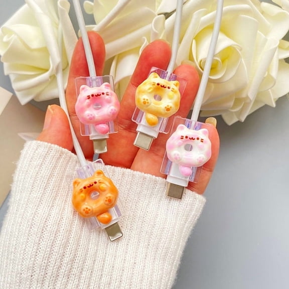 4pcs Set Phone Cable Protector,Charging Cord Protector, Lightning Cable Protector for iPhone Type-C Charger