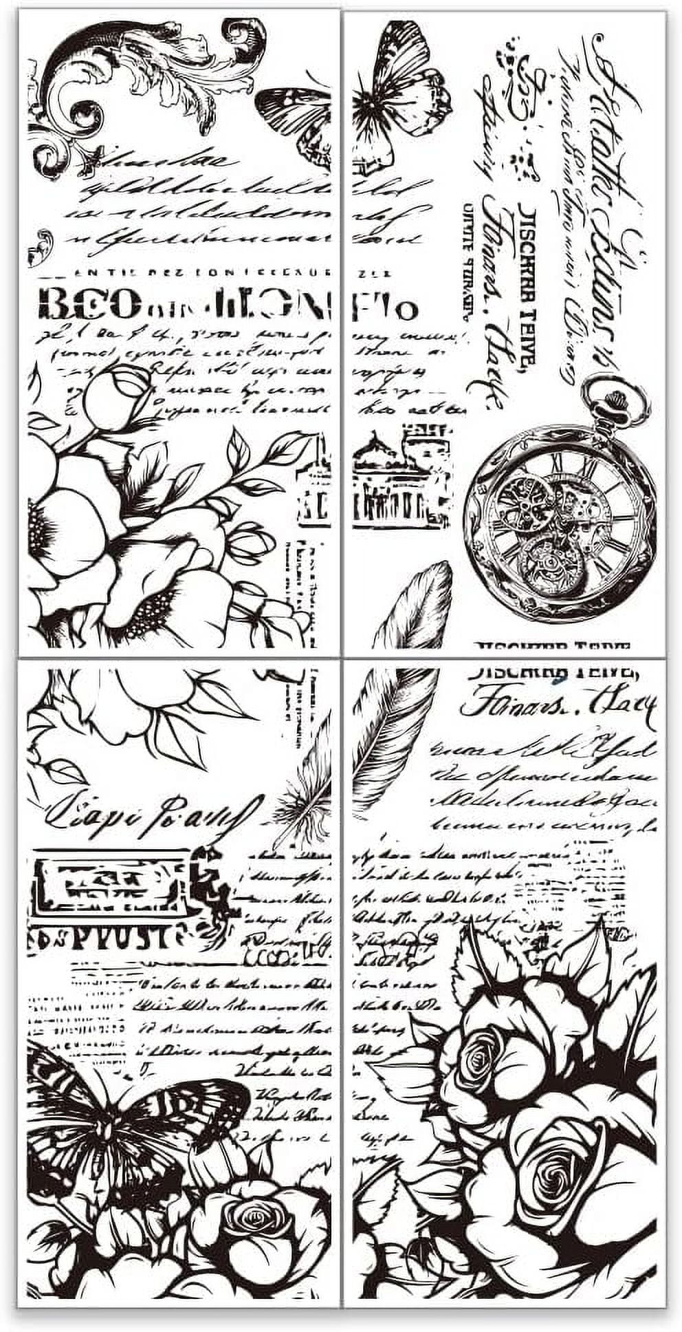 4pcs/Set Retro Poetry Rub on Transfers for Furniture and Crafts 6x12 ...