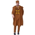thumbnail image 1 of 4pcs Set Shirt Pants Suit Riche Ankara Embroidery Long Sleeve Tops Trouser with Hat African Men Dashiki Clothes WYN1884, 1 of 2
