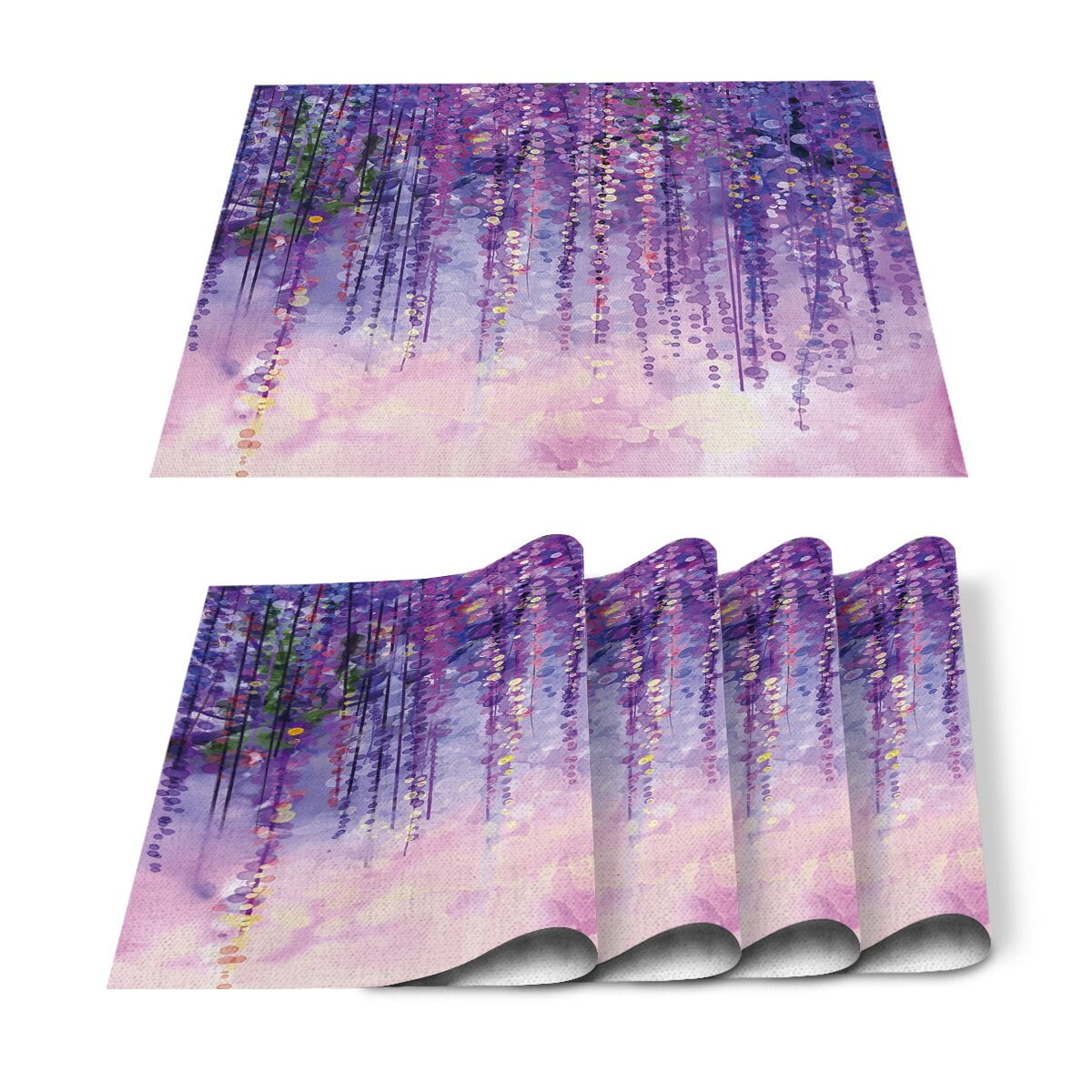 4pcs Set Table Mats Oil Painting Purple ic Conception Table Napkin