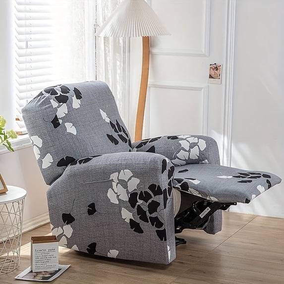 4pcs Set Ultra-Soft Microfiber Stretch Recliner Covers - Pink Floral Print, Elastic Fit Sofa Slipcovers with Washable Fabric for Pets & Youngsters, Polyester, Furniture Protection, 160g Square Meters
