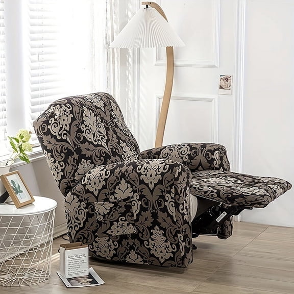 4pcs Set Ultra-Soft Microfiber Stretch Recliner Covers - Pink Floral Print, Elastic Fit Sofa Slipcovers with Washable Fabric for Pets & Youngsters, Polyester, Furniture Protection, 160g Square Meters