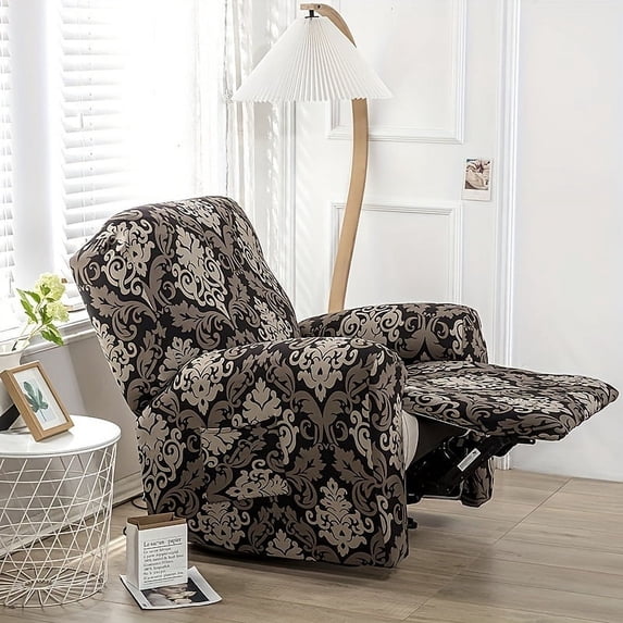 4pcs Set Ultra-Soft Microfiber Stretch Recliner Covers - Pink Floral Print, Elastic Fit Sofa Slipcovers with Washable Fabric for Pets & Youngsters, Polyester, Furniture Protection, 160g Square Meters