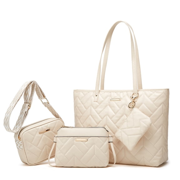 4pcs/Set Women Wave Large Capacity Tote Bag Set Fashion Mutil-Function Single Shoulder Bags Handbag Wallet Suit Crossbody Bag