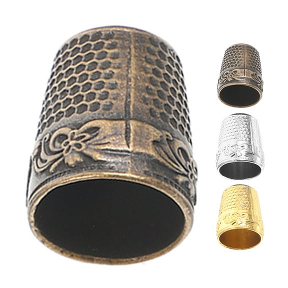 DRAFIDEEP 4Pcs Ergonomic Vintage Brass Sewing Thimbles for Quilting and Embroidery