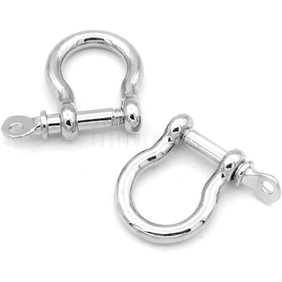 4pcs Shackle Screw Rings D-Ring D Type Screw Pin Joint Connect for Key Chain Key Fob Bracelet Parocord Leather Craft (10mm (3/8"), Silver)