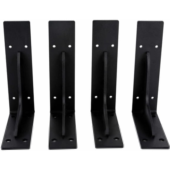 4pcs Shelf Brackets Scaffold Board Decorative Rustic Farmhouse Shelf Mounting Brackets, Large Industrial Iron J Bracket Heavy Duty Industrial Steel Brackets 8''