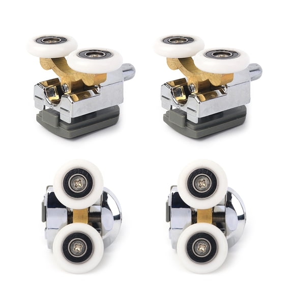 4pcs Shower Door Rollers Double Wheel Sliding Curved Cabinet Shower Door Rollers Bear Wheel Replacement Adjustable