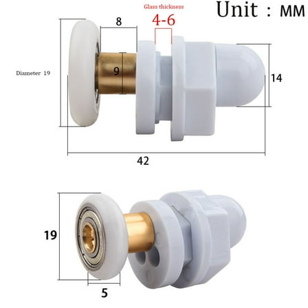 4pcs Shower Door Rollers Pulley Bathroom Sliding Glass Door Wheels Bathroom Door Replacement Part 19/23/25/27/29mm Wheel