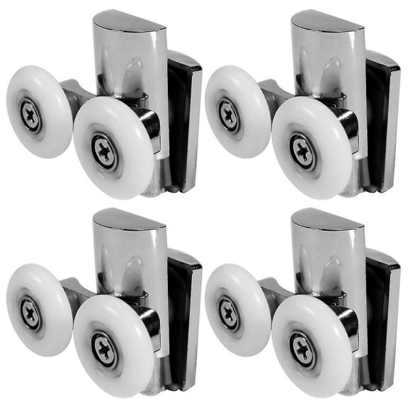 4pcs Shower Door Wheels 23mm Shower Door Rollers Heavy Duty Zinc Alloy Dual Wheel For Both Flat Sli