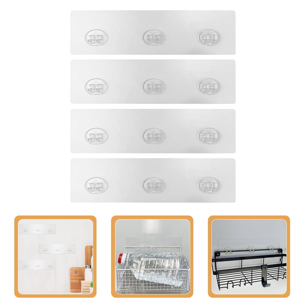 4pcs Shower Shelf Adhesive Hooks Shower Adhesive Strips Wall Hooks for Shelves Mount