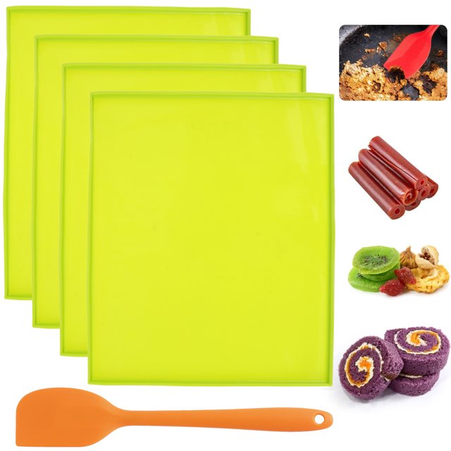 4pcs Silicone Dehydrator Mats with Edge Nonstick Dehydrator Sheets